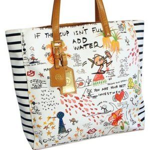 Exclusive De La Vega Ltd Edition Multicolor Coated Fabric/Leather Tote